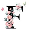 Lettre f fleurs rose