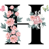 Lettre h fleurs rose