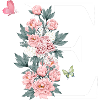 Lettre e fleurs rose