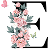 Letter e pink flowers