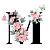 Letter m pink flowers