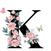 Lettre k fleurs rose