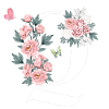 Letter q pink flowers