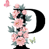 Letter p pink flowers