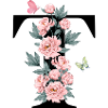 Lettre t fleurs rose