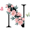 Letter n pink flowers