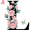 Lettre l fleurs rose