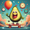 Happy Avocado Skateboard Adventure