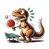 Funny T-Rex Playing Table Tennis