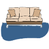 Sofa, bunte Grafik