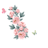 Lettre v fleurs rose