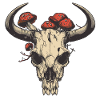 Skull Mushrooms Nature Motif