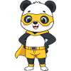 Happy panda as a superhero