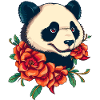 Panda avec des roses