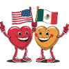 America and Mexico Hearts