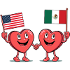 America and Mexico Hearts