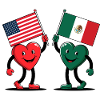 America and Mexico Hearts