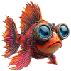 Funny fish in diving suit