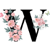 Letter w Pink Flowers
