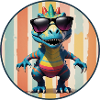 Baby-Dinosaurier T-Rex mit schwarzer Sonnenbrille