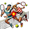 Retro Tennis Clash Cartoon Design