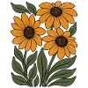 Sunflower Inspired Retro Wildflower