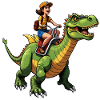 Girl riding dinosaur