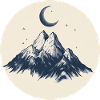 Mountain relief with moon
