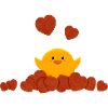 Petit canard entouré de cœurs