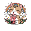 Cute Bubble Tea Rainbow Cat