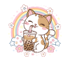 Cute Bubble Tea Rainbow Cat
