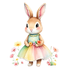 Pastel bunny in rainbow dress