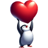 Pingouin amoureux Coeur Saint-Valentin