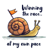 Escargot avec drapeau « Gagner la course »