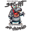 Crazy hippo on the verge of madness comic book style