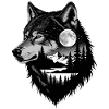 Schwarzer Wolf Wolfportrait. Wolfdesign