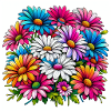 Colourful Daisy Drawing