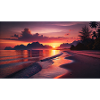 Beach and mountain sunset
