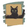 Cat in Cardboard Box Retro