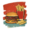 Burgers and Fries Retro