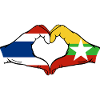 Thaïlande Myanmar drapeau mains coeur