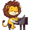 Pianist Lion with Mane