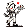 French mime with pizza