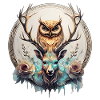 Owl and deer, a mystical alliance.