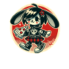 Drôle punk lapin avec pizza