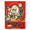 Tired office egg with coffee