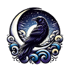 Raven at Night Moon Mystic