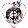 Heart duo in flower frame