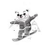Snowboarding bear in the mountains