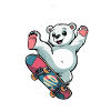 Cute Bear on Skateboard Skating